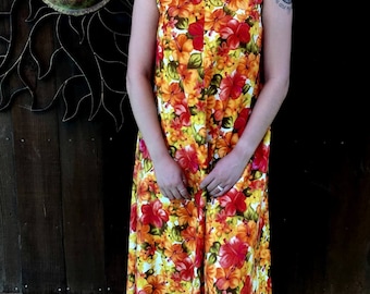 Vintage 1960's Hawaiin Dress, Richard Douglas Honolulu Hawaiin Dress, Bold Floral Hawaiin Dress