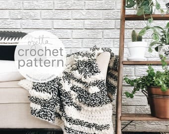 Crochet Pattern / Chunky Blanket Throw, Afghan, Textured Loop Blanket / THE MUIR Blanket