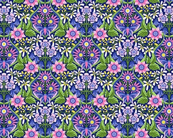 Jane Sassaman Queen of the May Indigo Spring Fever fabric