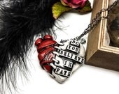 Halloween Frankensteins Monster necklace, Penny Dreadful, Frankenstein necklace, anatomical heart, stitched heart, horror necklace, gothic