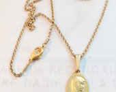 Necklace - Blessed Virgin Mary / Our Lady of Lourdes - 18K Gold Vermeil + 18 inch 18K Gold Vermeil Italian Chain