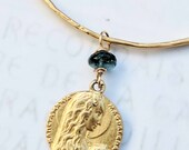 Bracelet - Sancta Maria Magdalena Bangle w/ Alabaster Jar London Blue Topaz - 18K Gold Vermeil
