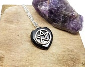 Black pentagram necklace, gothic necklace, wiccan jewellery, gothic gift
