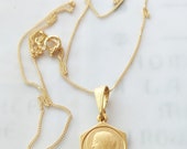 Necklace - Our Lady of Lourdes 15.5x21 - 18K Gold Vermeil + 18 Inch Italian 18K Gold Vermeil Chain