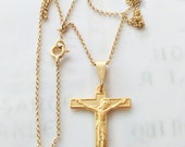 Necklace - French Crucifix 21x28mm - 18K Gold Vermeil + 18 Inch Italian 18K Gold Vermeil Chain