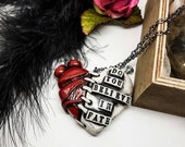 Halloween Frankensteins Monster necklace, Penny Dreadful, Frankenstein necklace, anatomical heart, stitched heart, horror necklace, gothic