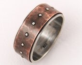 Silver copper unique engagement ring - wedding band ring,silver copper,mens engagement ring,gift for him