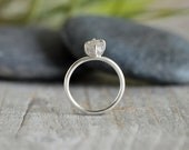 Raw Diamond Engagement Ring, 1.05ct Light Grey Diamond Ring, Diamond Cube Engagement Ring