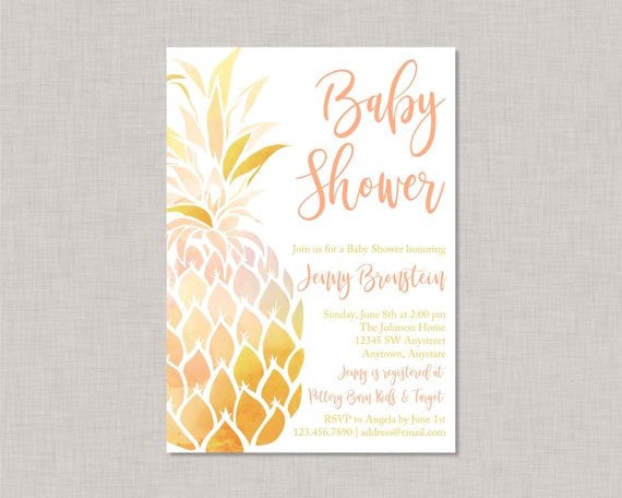 pineapple baby shower invitations