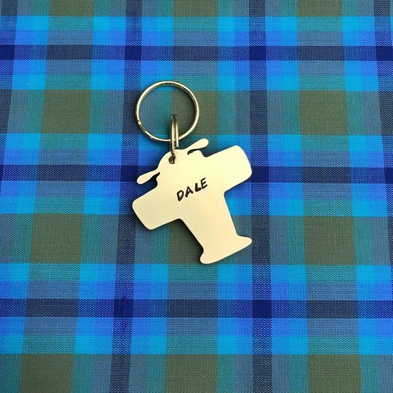 Plane, Aeroplane Dog Tag, Hand Stamped ID Tag, Hand Cut Copper, Brass, Aluminium