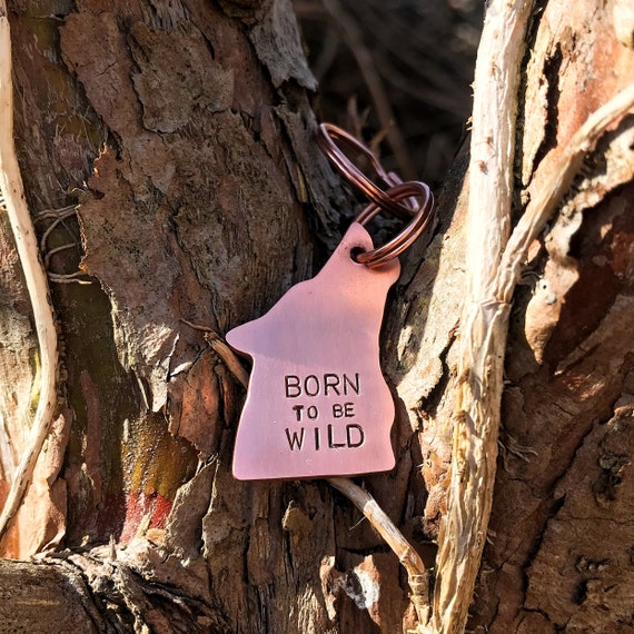 Wolf Dog Tag, Hand Stamped Tag, Hand Cut Copper, Brass, Aluminium