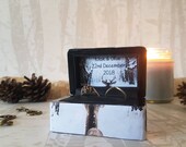 Winter Wedding Luxury Double Ring Box - Winter Wonderland - Deer / Stag Snow - Wedding Ring Box