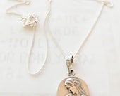 Necklace - Mary & Baby Jesus Sterling Silver 16.5mm + 18 inch Italian Sterling Silver Chain