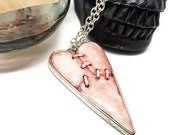 Halloween Stitched heart necklace, Broken Heart necklace, stitched skin necklace, gore jewelry, Hannibal, Hellraiser