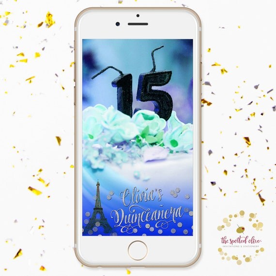Paris Royal Blue Quinceanera Birthday Snapchat Filter, Personalized Digital GeoFilter File Il_570xn
