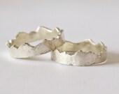 Silver Interlocking Rings - Mountain Range Rings - Silver Wedding Engagement Ring - Couple Ring - Recycled Sterling Silver
