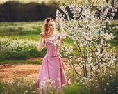 Fairytale wedding dress - Princess wedding pink corset - Alternative wedding overbust corset - Pink wedding dress - Modern bridal dress