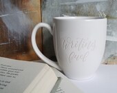 Writing Fuel Mug, Engraved Writer Mug, Inspirational Mug, Literary Cup, Gifts for Writers, Book Lover, Mugs with Sayings, Pretty Mugs, Gifts