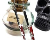 Bloody Knife Earrings, Horror jewellery, gothic jewellery, Friday 13th, Halloween