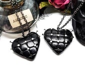 Hellraiser necklace, pinhead necklace, black heart necklace, black or glitter black
