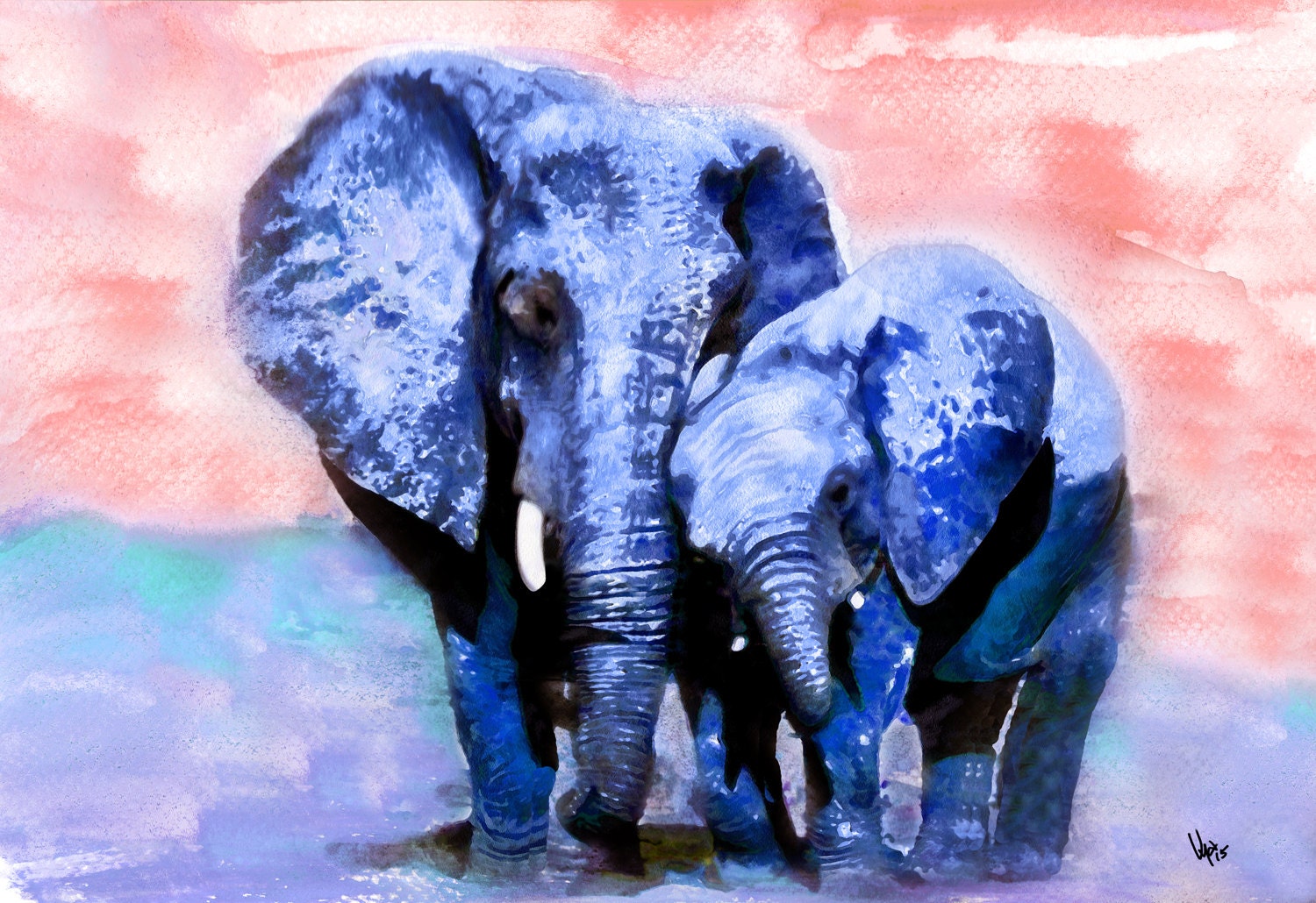 Зимний слоник. Слоны живопись. Голубые слоны. Два слона картина. Слоны интерьерная живопись.