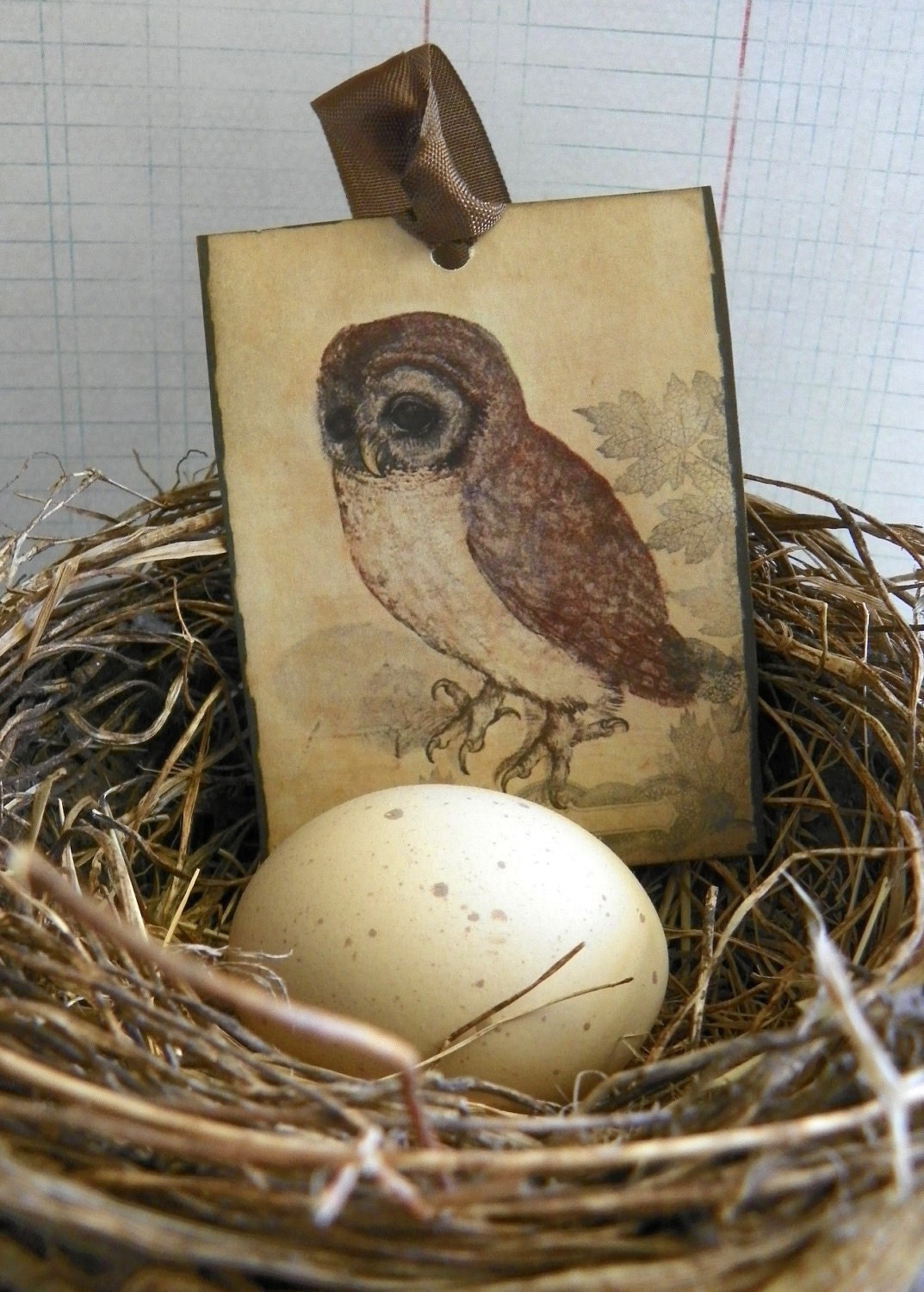 Owl Gift Tag Vintage Style Fall Autumn Halloween