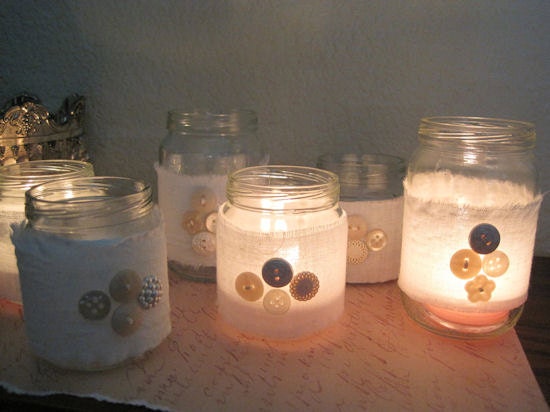 null Vintage Button Jar Candle Holders - Set of 6 Tea Light Holders