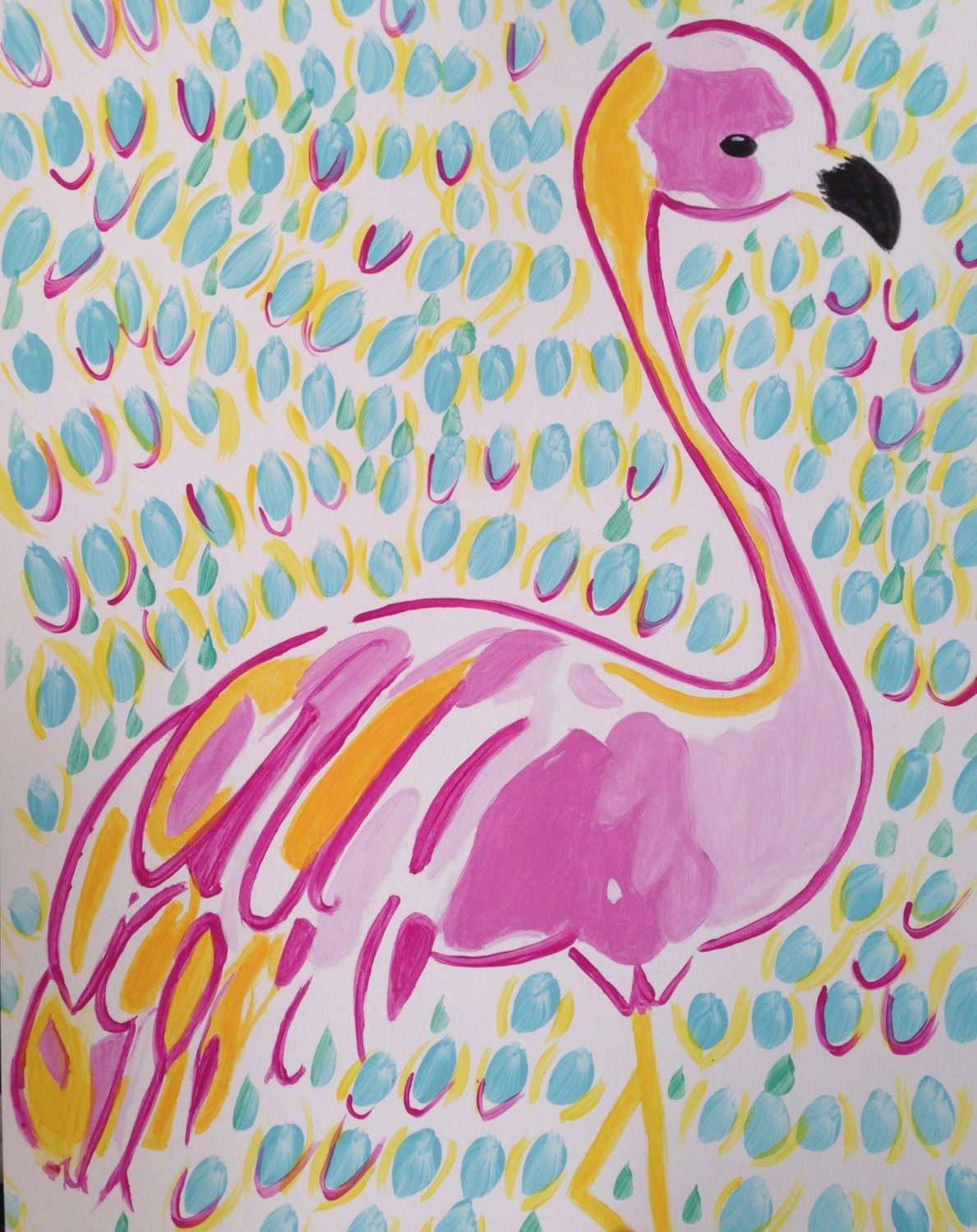 Нарисовать Фламинго розовый фломастерами