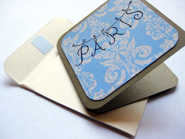 Cards Blank Mini Note Cards Paris, Set of 5