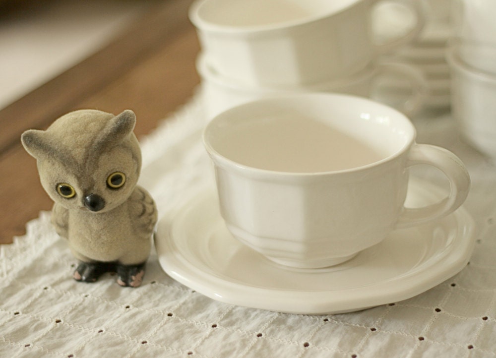 six coffee cups 6 saucers vintage Pfaltzgraff