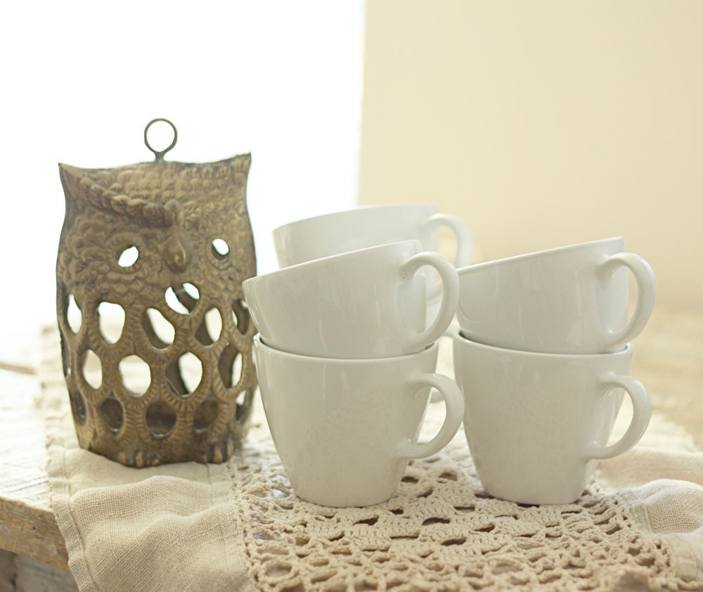 vintage white coffee cups set of 6 Centura by Corning