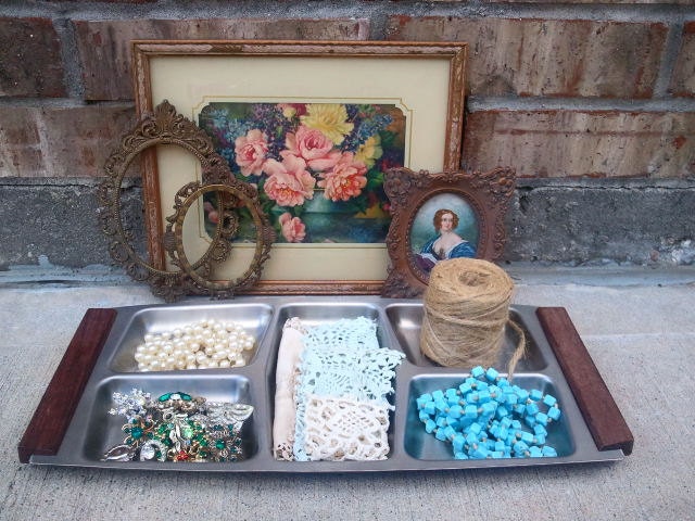 Vintage - Rustic Industrial - Urban Wood n Metal Repurposed Lunch Tray - Versatile - CHIC