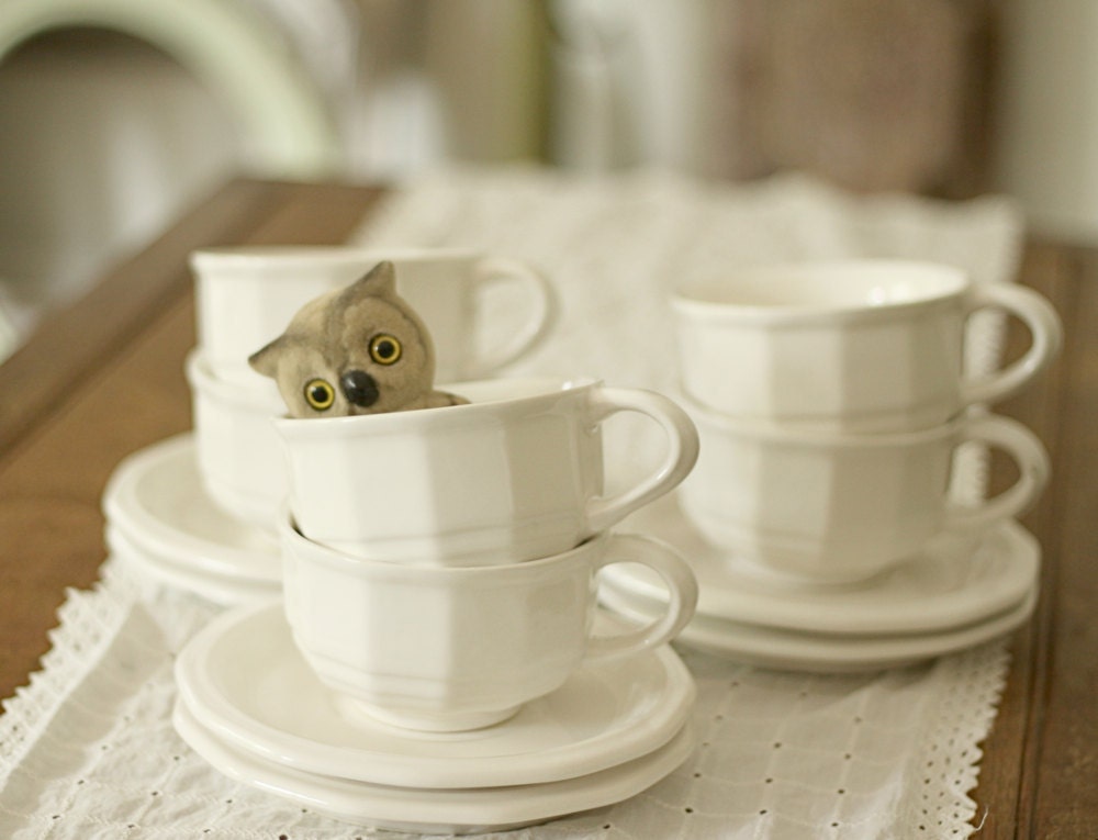 six coffee cups 6 saucers vintage Pfaltzgraff