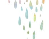 rain
drops - colorful pastel dripping silhouettes on white - 8.5 x 11
contemporary abstract art print