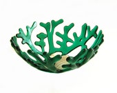 Emerald Green Fused Decorative Glass Sea Coral Bowl - UneekGlassFusions