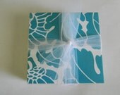 Turquoise Flower Leaf Tile Coasters