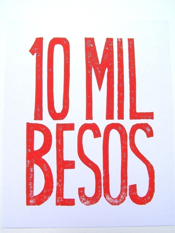 PRINT - 10 mil besos RED ORANGE BLOCK PRINT 8X10