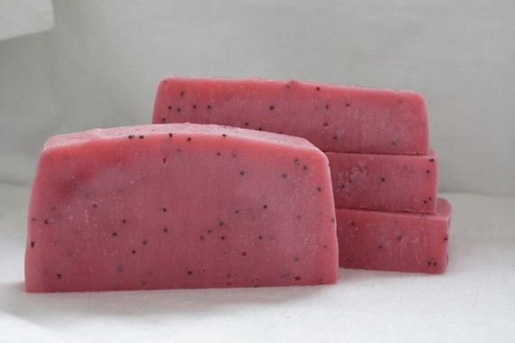 Black Raspberry Vanilla Soap w/Poppyseeds - All Natural - Cold Process