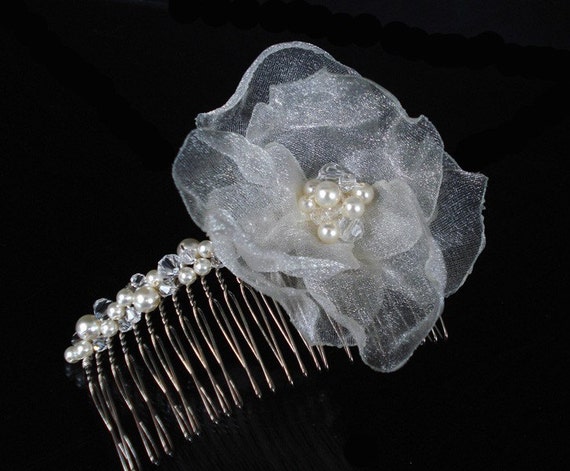 Chic Organza Rose Bridal Comb