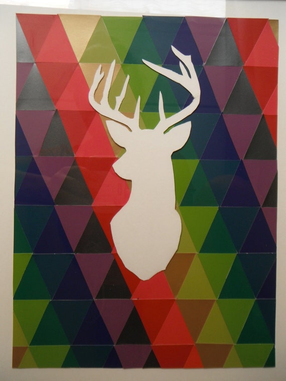 Colorful isosceles paint-chips with deer