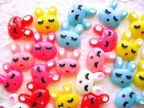 WHOLESALE Kawaii Rabbit  Cabochons 30 DecoSweets by DecoSweets
