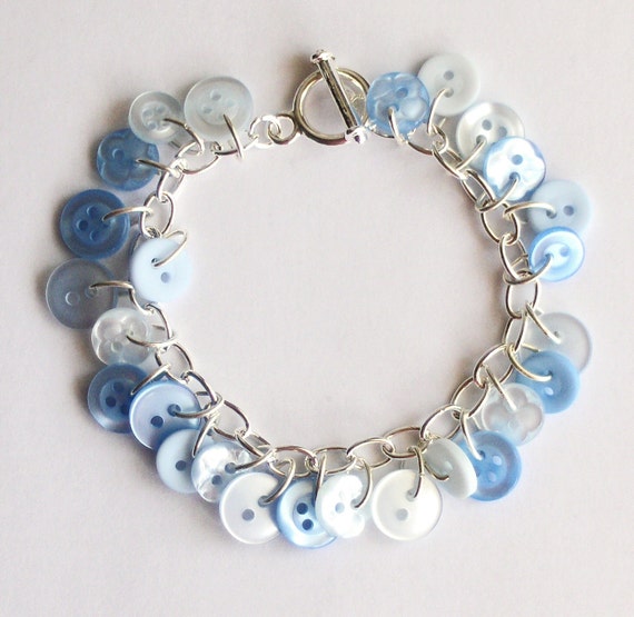 Pale Blue Button Bracelet by beadingshaz on Etsy