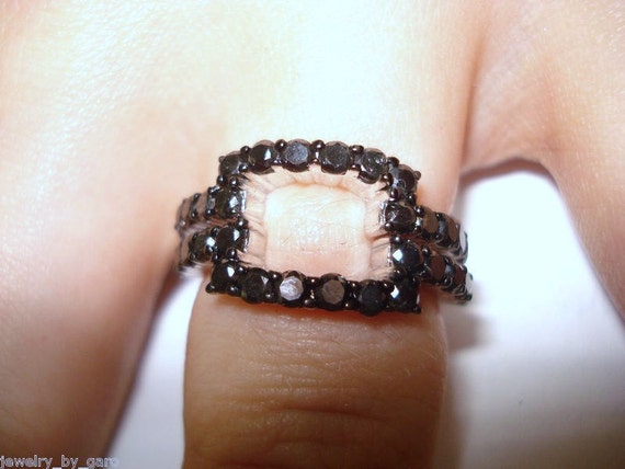 1.96ct Ring Guard 14K White Gold  Wedding & Anniversary Black Diamond Curve 2 Band Is Stackable