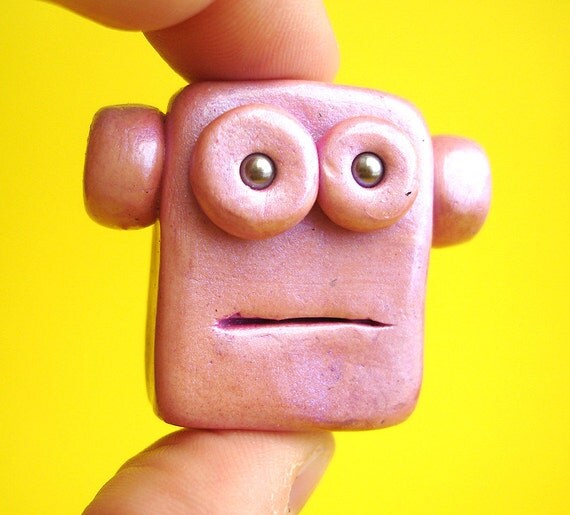 Mini Robot Head Magnets  Bright Goofy Faces by RobotsAreAwesome
