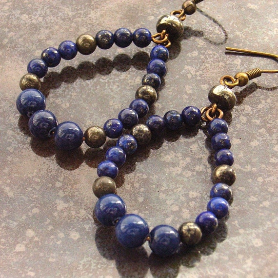 Gemstone earrings with lapis lazuli and by BlueForestJewellery