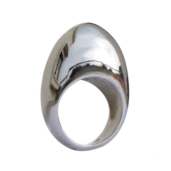 Egg Large Ring Sterling Silver Custom Ring geometric contemporary minimalist avant garde