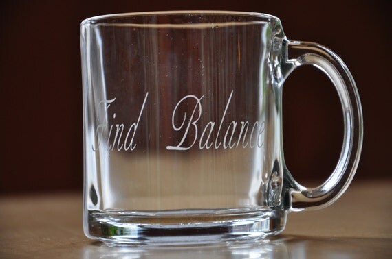 Glass mug Find Balance by WonderfulJourney