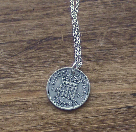 1937 Sixpence Vintage Coin Pendant by beadingshaz on Etsy