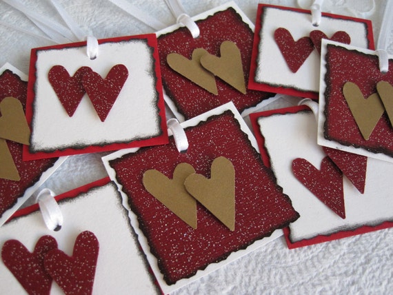 Dimensional Hearts Glitter Gift Tags by mjsPaperCreations on Etsy