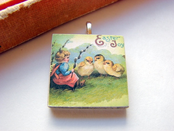 Little Wood Tile Pendant Mix and Match Easter Joy von mimiandlucy